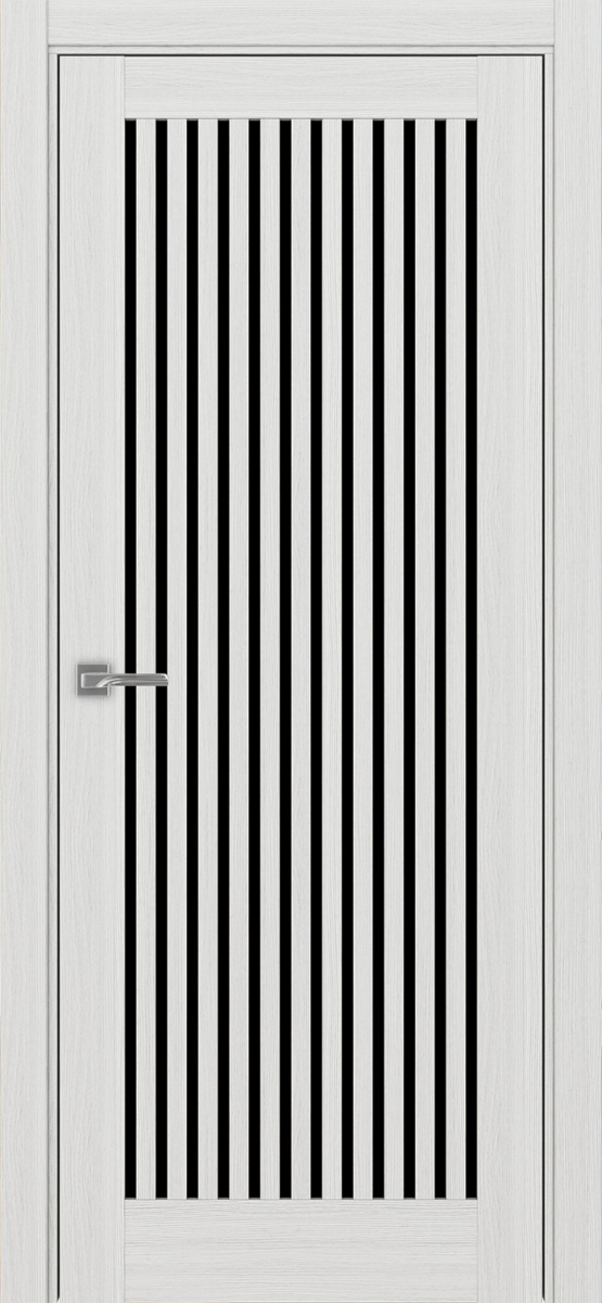 Дверь межкомнатная Оптима Порте Турин 543.2, цвет серебристый ясень, экошпон, стекло лакобель черное