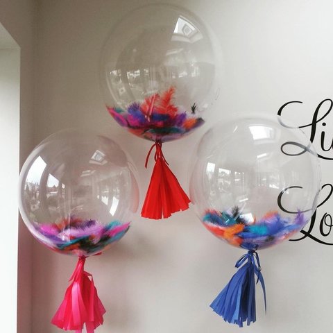 Шар Баблс с радужными перьями 1шт