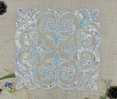 Термоаппликация орнамент, р. 27см х 27см, серебро АВ