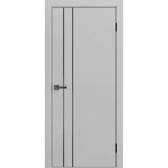 Межкомнатная дверь экошпон ДП 58 silver gray AL black