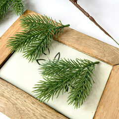 Еловая ветка искусственная, реалистичная, цвет зеленый светлый, 37-39 лапок, декор зимний, рождественский, ветка 41 см, набор 3 ветки.