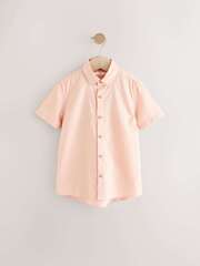 Рубашка льняная с коротким рукавом для мальчика Next AB7-100, Персиковый