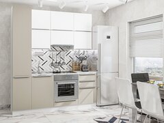 Прямая модульная кухня Фьюжн-06 Silky White/Silky Grey - Белый 2340*2000*600