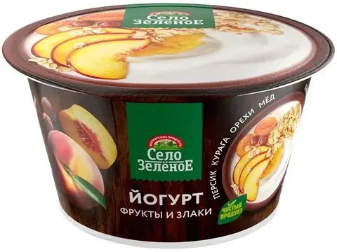 Йогуртный продукт Село Зеленое Персик-курага-орехи-мед 3,2% 180гр