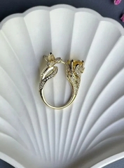 Кольцо ПТИЧКА КОЛИБРИ с желтым камнем