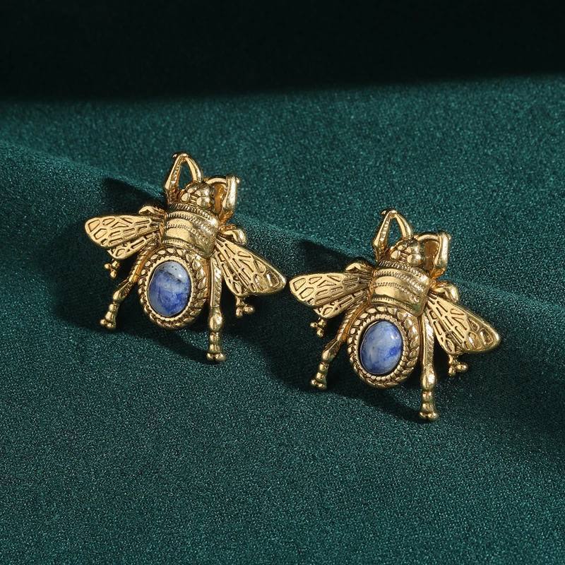 Серьги винтажные Скарабей, Золотые