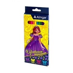 
          Карандаши цветные Alingar 12 цв., "Принцессы" деревянные, трехгранные, заточенные, грифель 2.8 мм, картон. уп., европодвес