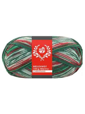 Пряжа Lana Grossa Meilenweit 100 Merino Christmas Lurex 6804