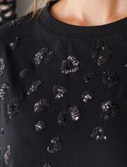 Футболка оверсайз с принтом пайетками из премиального хлопка с эластаном  D49.125 (130598)