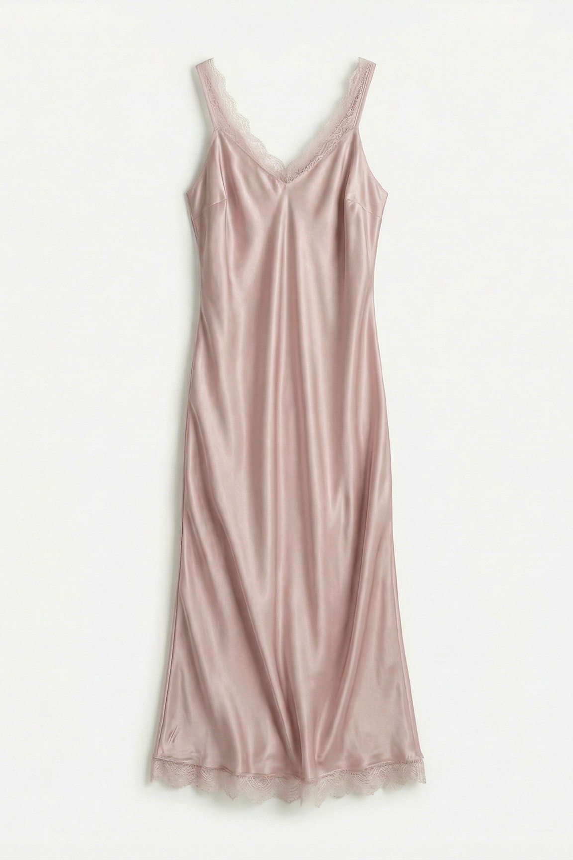 Платье-комбинация с кружевом, пудра