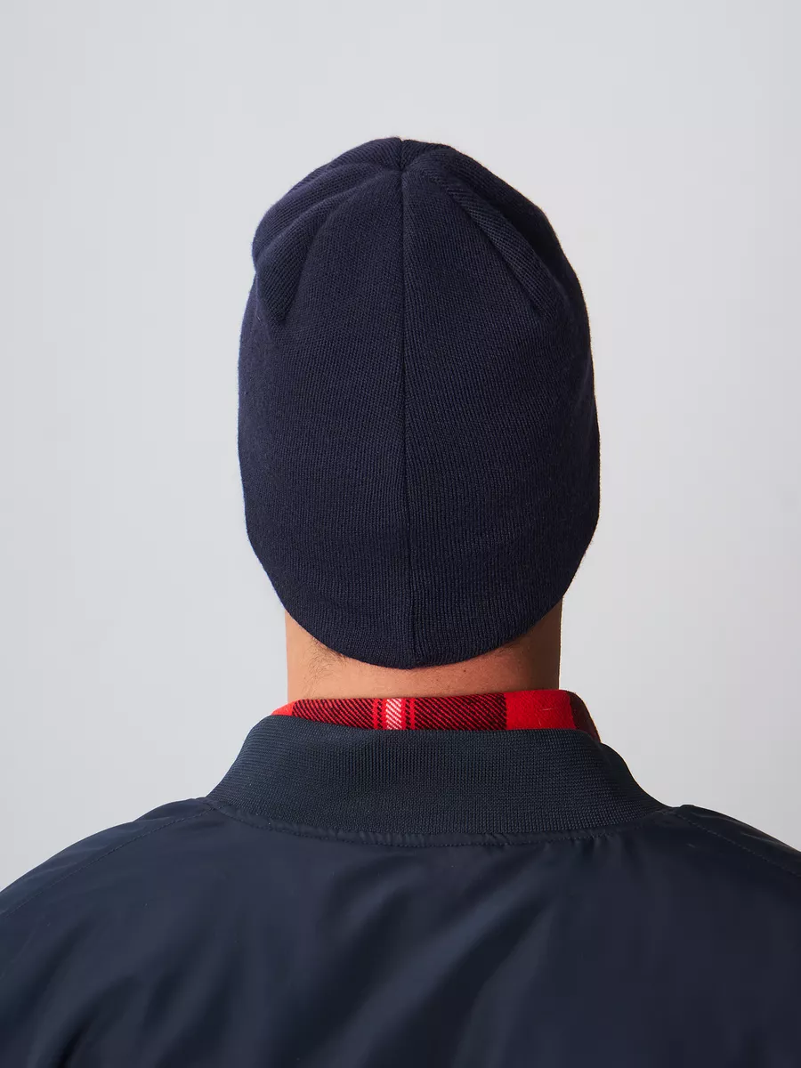 Шапка зимняя на флисе бини вязаная осень