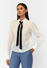 Блуза Ornella из итальянского батиста с шелком белая