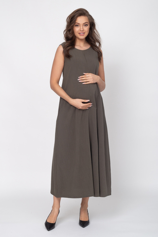 Платье для беременных и кормящих 16151 темный хаки