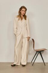 Massimo Dutti Двубортный пиджак с драпировкой - Limited Edition, натуральный