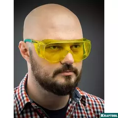 KRAFTOOL ULTRA, открытого типа, жёлтые, стекло увеличенного размера устойчивое к царапинам и запотеванию, защитные очки (110462)