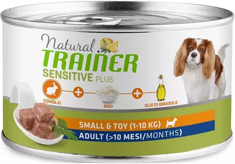 Trainer NAT.SENSITIVE PLUS Mini Adult консервы гипоал.рацион д/взрос.собак мелких пород (кролик)150г