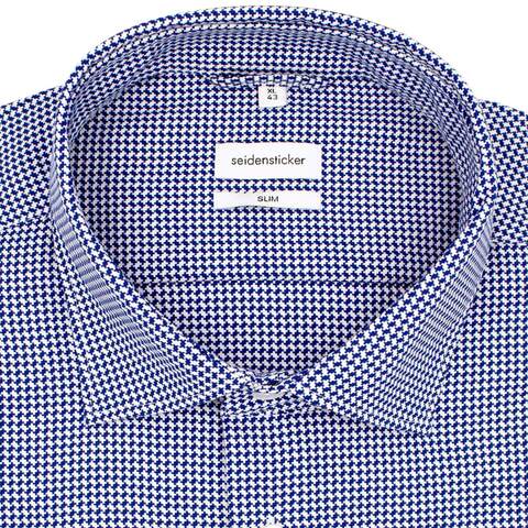 Сорочка мужская Seidensticker Slim Fit 01.643470-15 из фактурной ткани синяя