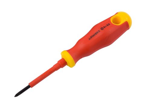 STAYER Electro, PH0 х 60 мм, диэлектрическая отвертка, Professional (25142-0-06)