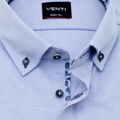 Рубашка мужская Venti Body Fit 134014100-100 голубая с цветной отделкой