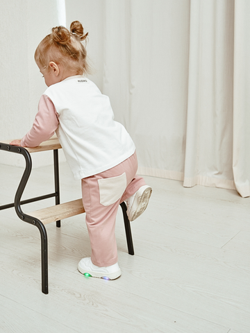 Брюки детские розовый/бежевый