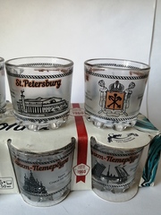 Набор стопок из 6 шт. С красным и бронзой. Стопка Гладкая