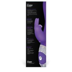Фиолетовый вибромассажёр с клиторальным отростком и отделанной стразами рукоятью The Classic Rabbit - 22 см. - 