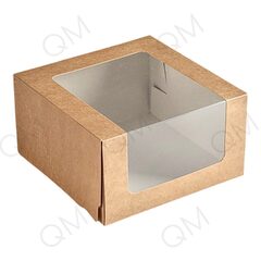 Короб для тортов с окном 225*225*110 мм (крафт/белая)