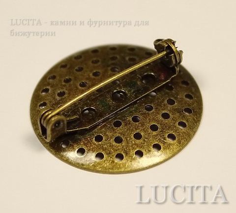 Основа для броши "сито" 27 мм (цвет - античная бронза) ()