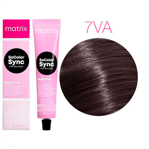 Matrix SoColor Sync Pre-Bonded 7VA блондин перламутрово-пепельный, тонирующая краска для волос без аммиака с бондером