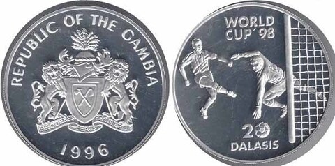 20 даласи Чемпионат мира по футболу Франция 1998 г.  КПД Гамбия 1996 г. Proof