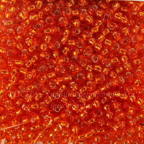 97050 Бисер 10/0 Preciosa прозрачный оранжево-красный с серебряным центром (97050100)