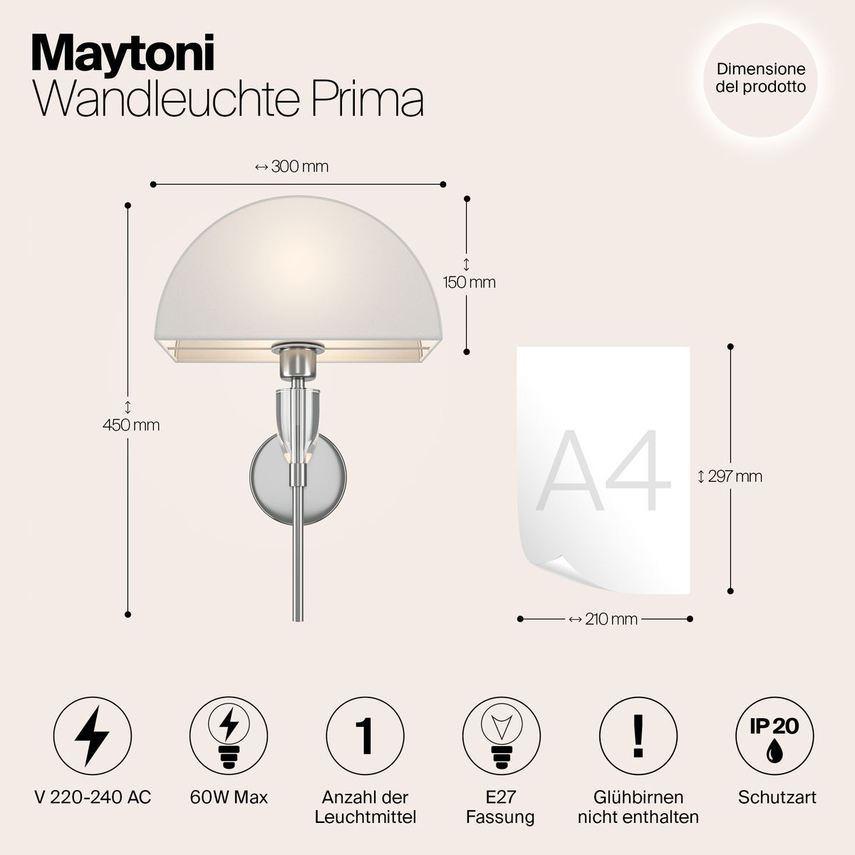 Настенный светильник Maytoni Prima Z034WL-01CH