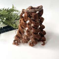 Волосы для кукол, трессы кудри-локоны-спиральки, коричневые с рыжинкой, длина 15 см*1 метр, набор 2 шт.