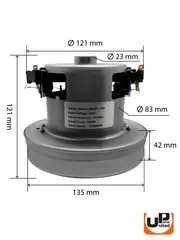 Двигатель электрический UNITED PARTS для пылесоса d135мм, высота 121мм, 1600Вт, 30000 об/мин.