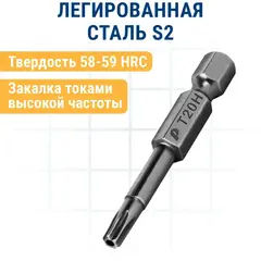 Бита отверточная ПРАКТИКА Профи Torx Tamper-20 х 50мм (2шт) (776-454)