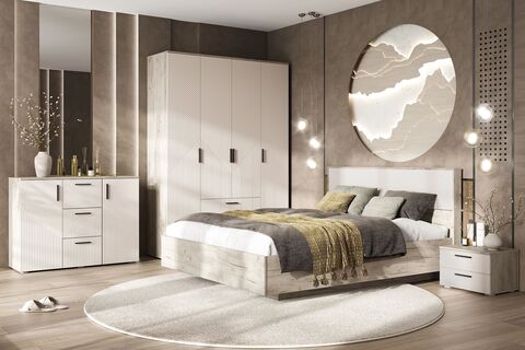 Спальня Сильвия №1 Кашемир,Дуб крафт серый