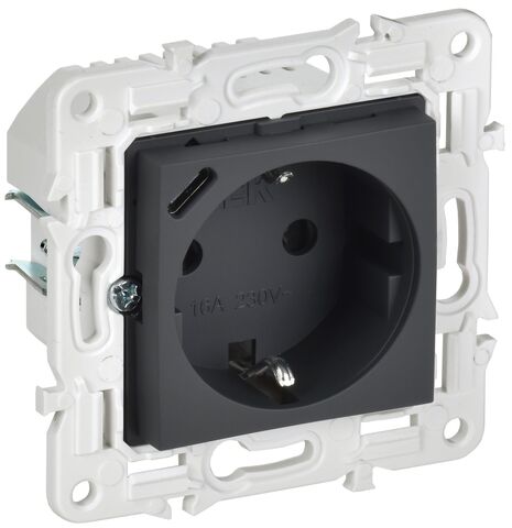 SKANDY Роз. с з/к/ш 16А с USB C 18Вт SK-R17G граф. IEK