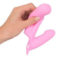 Нежно-розовая двойная вибронасадка на палец Vibrating Finger Extension - 17 см. - 