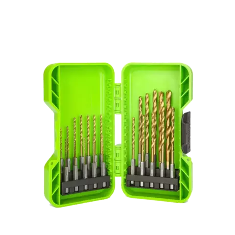 Набор сверл HSS-TiN 1,5-8,0 мм с шестигранным хвостовиком в кейсе Greenworks Арт. 2943907, 22 шт.