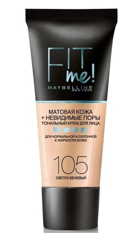 Мейб Fit Me тональный крем матовая кожа + невидимые поры №105 светло-бежевый