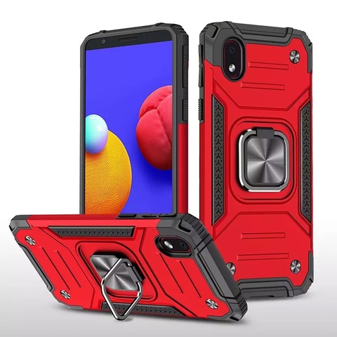 Противоударный чехол Strong Armour Case с кольцом для Samsung Galaxy A02, M02 (Красный)