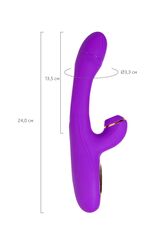 Фиолетовый вибратор с вакуумной стимуляцией и язычком Pitti - 24 см. - 