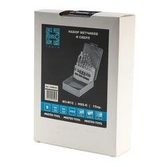 Набор метчиков однопроходных M3 -M12 HSS-G DIN352 (+ вороток, сверла) 15пр H-Tools 245004HT