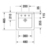 Duravit Starck 3 Раковина с перел., с 3 отв. под смес., глазуровка снизу, 480x465мм, Цвет: Белый 303480030