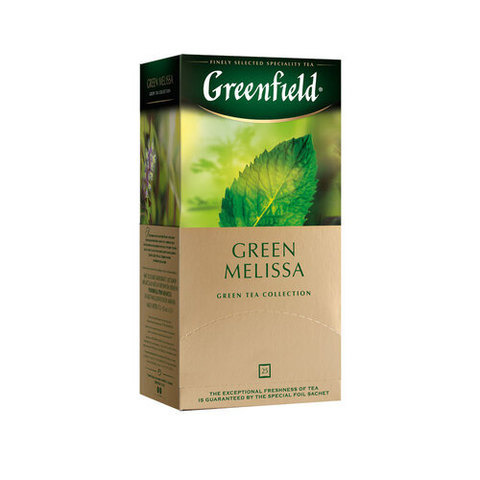 купить Чай зеленый в пакетиках Greenfield Green Melissa, 25 пак/уп (Гринфилд)