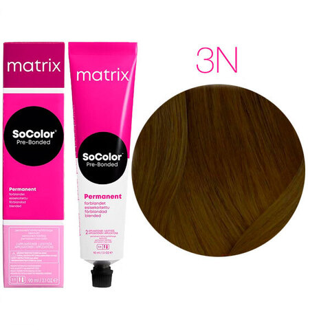 Matrix SoColor Pre-Bonded 3N темный шатен, стойкая крем-краска для волос с бондером
