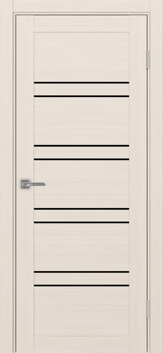 Дверь межкомнатная Оптима Порте Турин 560.12, цвет перламутровый ясень, экошпон, стекло лакобель черное