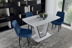 Стол обеденный Дели Тип 1 Белый глянец/Стекло матовое белый мрамор