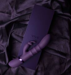 Фиолетовый вибромассажер-кролик с 3 стимулирующими кольцами Sora