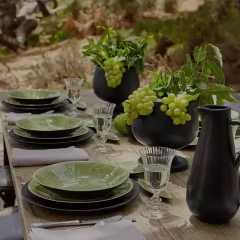 Кружка 360мл Costa Nova Riviera черная с зеленым